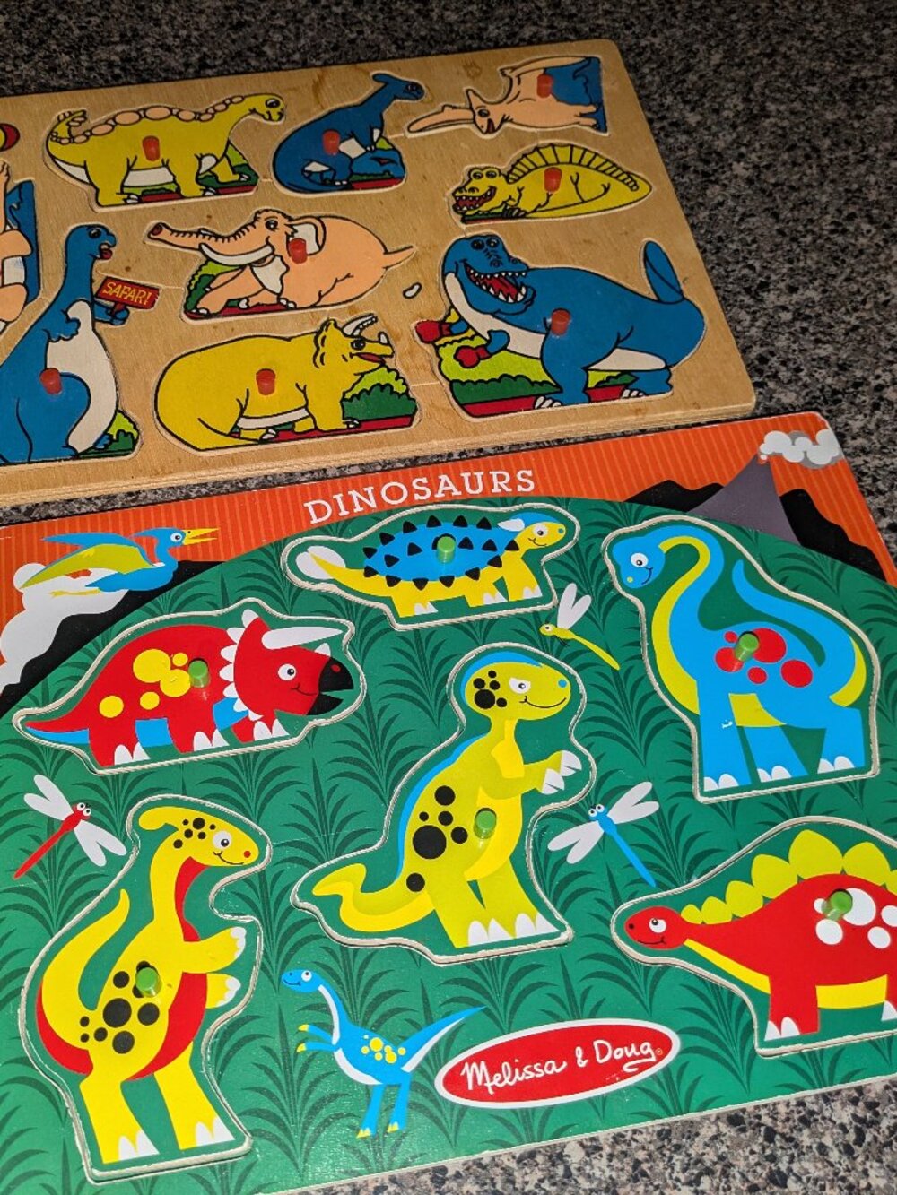 Two Wooden Dinosaur Puzzles Melissa & Doug